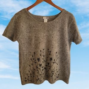 Urban Works Ramie Angora Pullover Knit Short Sleeve Beaded Sweater